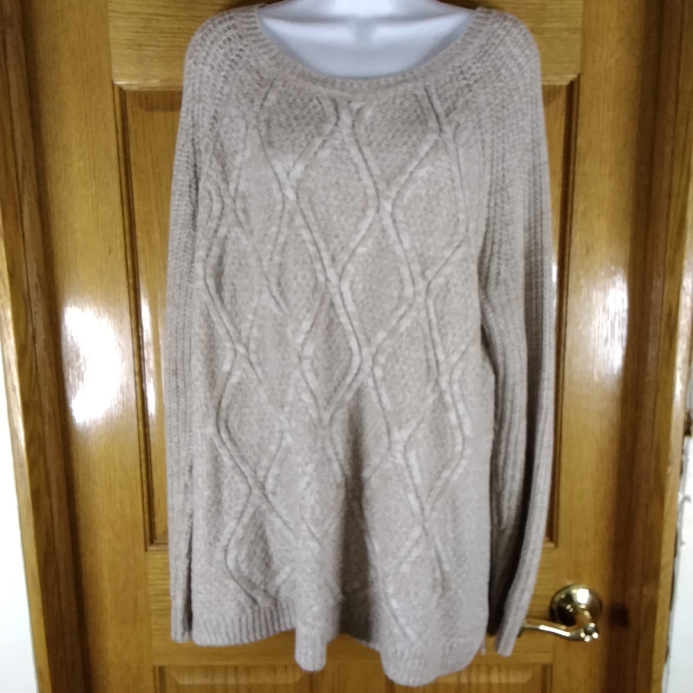 Faded Glory Women's Cable Knit Sweater - Light Brown
